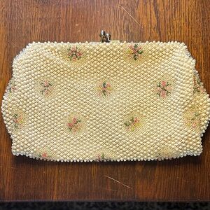 Vintage Floral Beaded Clutch